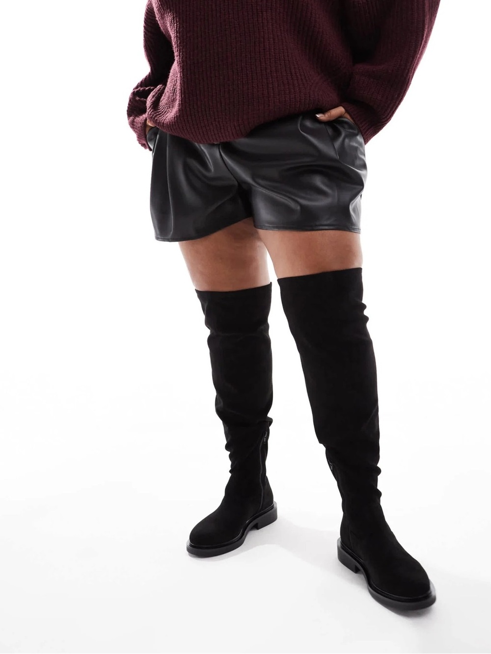 ASOS Curve Black Over-the-Knee Suede Boots